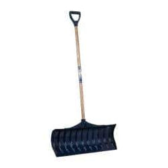 UnionTools - 30 Inch Wide Blade x 11-1/2 Inch High Blade Pusher Snow Shovel - 43 Inch Long Ash Shaft Handle with Poly D-Grip - Industrial Tool & Supply