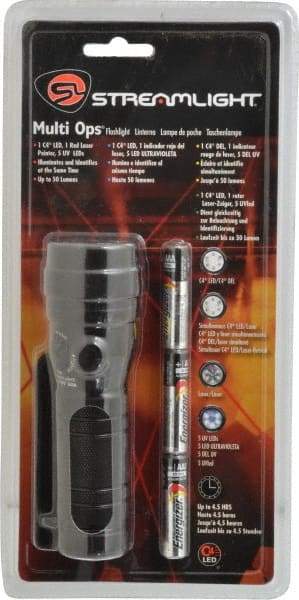 Streamlight - UV, White LED Bulb, 50 Lumens, Industrial/Tactical Flashlight - Black Aluminum Body, 3 AAA Alkaline Batteries Included - Industrial Tool & Supply