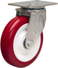 Hamilton - 5" Diam x 1-3/8" Wide x 6-1/16" OAH Top Plate Mount Swivel Caster - Polyurethane Mold on Polypropylene, 400 Lb Capacity, Sealed Precision Ball Bearing, 3-1/8 x 4-1/8" Plate - Industrial Tool & Supply