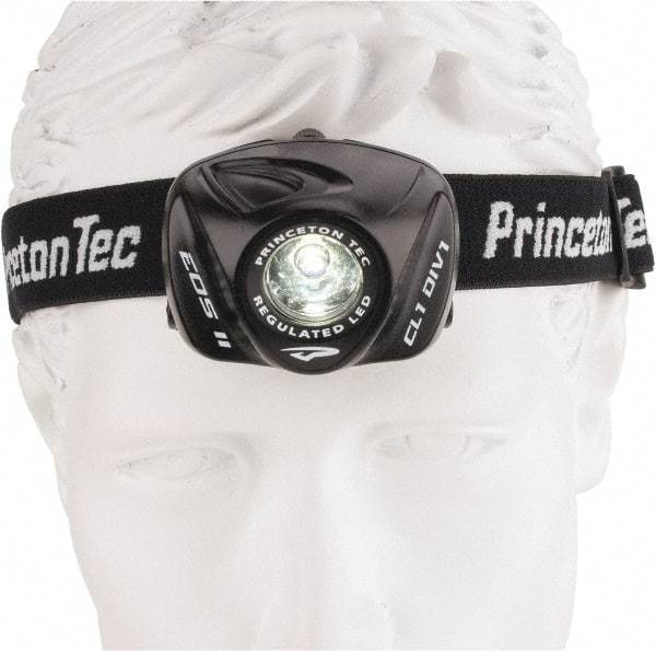 Princeton Tec - White LED Bulb, 105 Lumens, Hands-free Flashlight - Black Plastic Body, 3 AAA Batteries Included - Industrial Tool & Supply