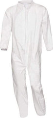 PRO-SAFE - Size 3XL Film Laminate Chemical Resistant Coveralls - White, Zipper Closure, Elastic Cuffs, Elastic Ankles, Serged Seams, ISO Class 5 - Industrial Tool & Supply