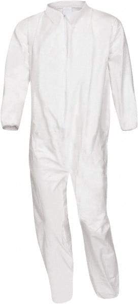 PRO-SAFE - Size 6XL Film Laminate Chemical Resistant Coveralls - White, Zipper Closure, Elastic Cuffs, Elastic Ankles, Serged Seams, ISO Class 5 - Industrial Tool & Supply