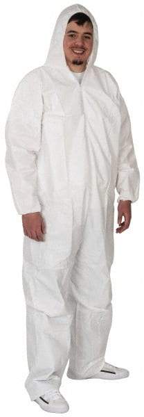PRO-SAFE - Size XL Film Laminate Chemical Resistant Coveralls - White, Zipper Closure, Elastic Cuffs, Elastic Ankles, Serged Seams, ISO Class 5 - Industrial Tool & Supply