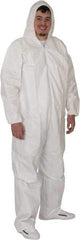 PRO-SAFE - Size 3XL Film Laminate Chemical Resistant Coveralls - White, Zipper Closure, Elastic Cuffs, Elastic Ankles, Serged Seams, ISO Class 5 - Industrial Tool & Supply