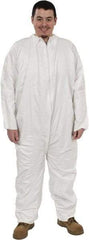 PRO-SAFE - Size 3XL Film Laminate Chemical Resistant Coveralls - White, Zipper Closure, Elastic Cuffs, Elastic Ankles, Serged Seams, ISO Class 5 - Industrial Tool & Supply