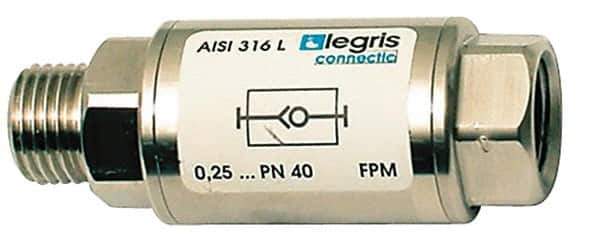 Legris - 3/8" Stainless Steel Check Valve - Unidirectional, Male BSPP x Female BSPP, 580 WOG - Industrial Tool & Supply