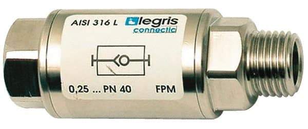 Legris - 1/2" Stainless Steel Check Valve - Unidirectional, Female BSPP x Male BSPP, 580 WOG - Industrial Tool & Supply