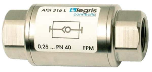 Legris - 1/8" Stainless Steel Check Valve - Unidirectional, FNPT x FNPT, 580 WOG - Industrial Tool & Supply