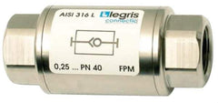 Legris - 1/8" Stainless Steel Check Valve - Unidirectional, FNPT x FNPT, 580 WOG - Industrial Tool & Supply