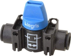 Legris - 8mm Pipe, Standard Port, Composite Miniature Ball Valve - 1 Piece, Inline - Two Way Flow, Push-to-Connect x Push-to-Connect Ends, Short Handle, 150 WOG - Industrial Tool & Supply