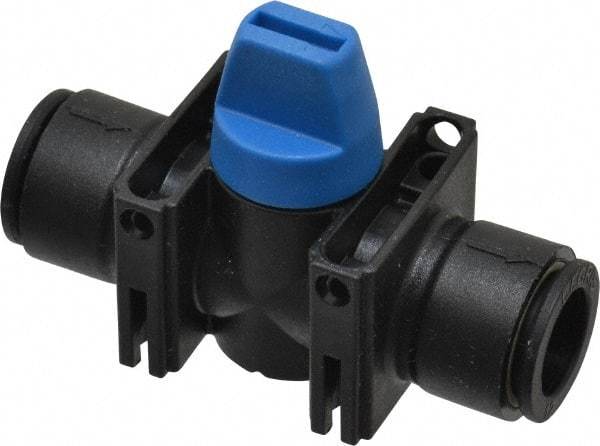 Legris - 12mm Pipe, Standard Port, Composite Miniature Ball Valve - 1 Piece, Inline - Two Way Flow, Push-to-Connect x Push-to-Connect Ends, Short Handle, 150 WOG - Industrial Tool & Supply