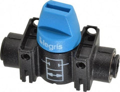 Legris - 1/4" Pipe, Standard Port, Composite Miniature Ball Valve - 1 Piece, Inline - Two Way Flow, Push-to-Connect x Push-to-Connect Ends, Short Handle, 150 WOG - Industrial Tool & Supply