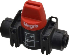 Legris - 1/4" Pipe, Standard Port, Composite Miniature Ball Valve - 1 Piece, Inline - Two Way Flow, Push-to-Connect x Push-to-Connect Ends, Short Handle, 150 WOG - Industrial Tool & Supply