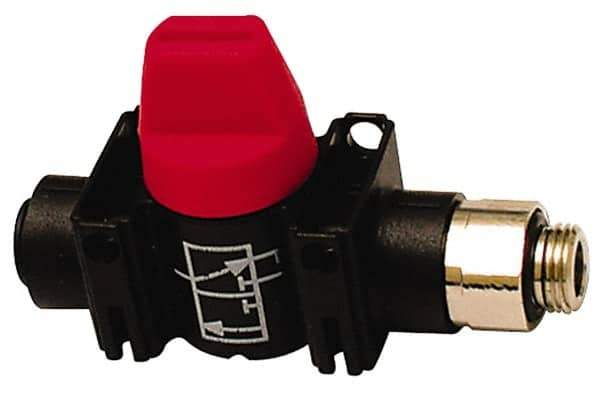 Legris - 3/8" Pipe, Standard Port, Composite Miniature Ball Valve - 1 Piece, Inline - Two Way Flow, MBSPP x Push-to-Connect Ends, Short Handle, 150 WOG - Industrial Tool & Supply