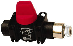 Legris - 1/4" Pipe, Standard Port, Composite Miniature Ball Valve - 1 Piece, Inline - Two Way Flow, MNPT x Push-to-Connect Ends, Short Handle, 150 WOG - Industrial Tool & Supply