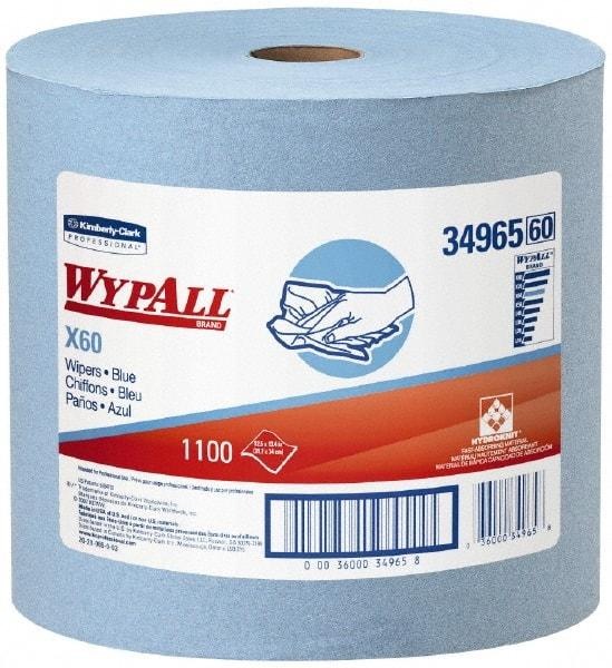 WypAll - X60 Dry Shop Towel/Industrial Wipes - Jumbo Roll, 13-3/8" x 12-1/2" Sheet Size, Blue - Industrial Tool & Supply