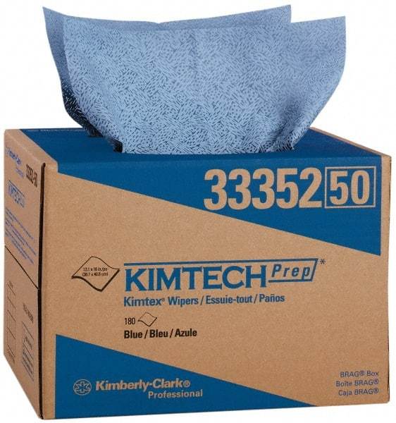 Kimtech - Dry Clean Room/Lab/Critical Task Wipes - Pop-Up, 12-1/2" x 12" Sheet Size, Blue - Industrial Tool & Supply