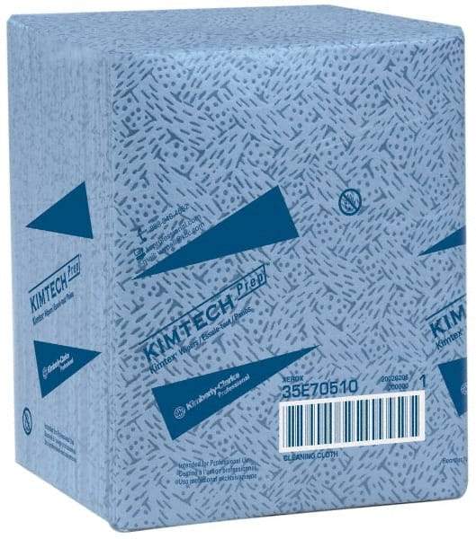 Kimtech - 1/4 Fold Clean Room/Lab/Critical Task Wipes - Poly Pack, 13" x 12" Sheet Size, Blue - Industrial Tool & Supply