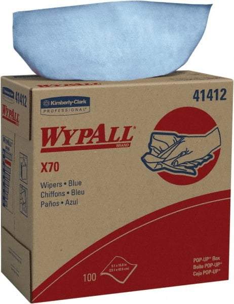 WypAll - X70 Reusable Shop Towel/Industrial Wipes - Pop-Up, 16-3/4" x 9" Sheet Size, Blue - Industrial Tool & Supply