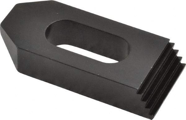 Jergens - 1/2" Stud, Low Carbon Steel, Plain Strap Clamp - 1/2" Travel, 2-1/2" OAL x 1-1/8" Wide x 1/2" High, Black Oxide Finish, Tapered Nose - Industrial Tool & Supply
