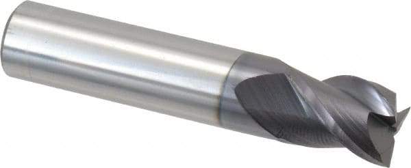 Accupro - 1/2", 5/8" LOC, 1/2" Shank Diam, 2-1/2" OAL, 3 Flute, Solid Carbide Square End Mill - Single End, AlTiN Finish, Spiral Flute, 40° Helix, Centercutting, Right Hand Cut, Right Hand Flute - Industrial Tool & Supply