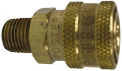 Value Collection - 3/8 Male x Female NPT Pneumatic Hose Quick Connect Socket - Brass, 1-1/8" Body Diam, 3/8" Hose ID - Industrial Tool & Supply
