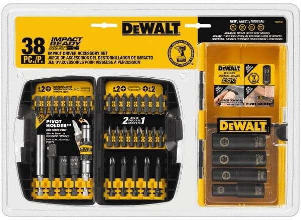 DeWALT - 38 Piece, Impact Ready Accessory Set - 1/4" Hex Shank, 3/8" Sockets Drive - Industrial Tool & Supply