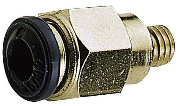 Alpha Technologies - 1/4" Outside Diam, 10-32 UNF, Nickel Plated Brass Push-to-Connect Male Connector - 250 Max psi, Tube to Male UNF Connection, Buna O-Ring - Industrial Tool & Supply