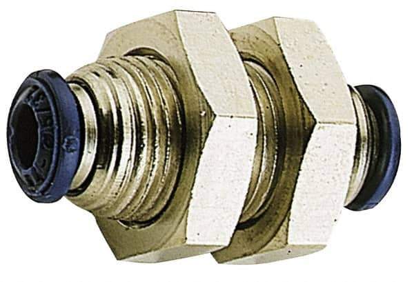 Alpha Technologies - 5/32" Outside Diam, Nickel Plated Brass Push-to-Connect Bulkhead Union - 250 Max psi, Tube to Tube Connection, Buna O-Ring - Industrial Tool & Supply