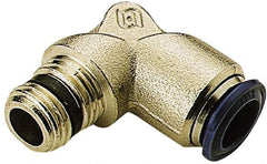 Alpha Technologies - 1/4" Outside Diam, 1/4 NPTF, Nickel Plated Brass Push-to-Connect Tube Male Elbow - 250 Max psi, Tube to Male NPT Connection, Buna O-Ring - Industrial Tool & Supply
