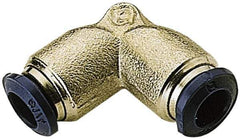 Alpha Technologies - 1/2" Outside Diam, Nickel Plated Brass Push-to-Connect Union Elbow - 250 Max psi, Tube to Tube Connection, Buna O-Ring - Industrial Tool & Supply
