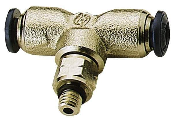 Alpha Technologies - 5/32" Outside Diam, 10-32 UNF, Nickel Plated Brass Push-to-Connect Male Branch Tee - 250 Max psi, Tube to Male Connection, Buna O-Ring - Industrial Tool & Supply