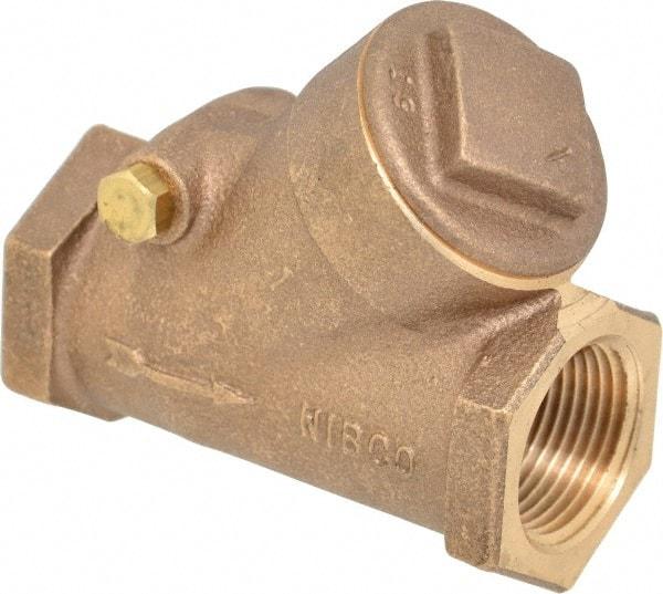 NIBCO - 1" Bronze Check Valve - Y-Pattern, FNPT x FNPT, 400 WOG - Industrial Tool & Supply