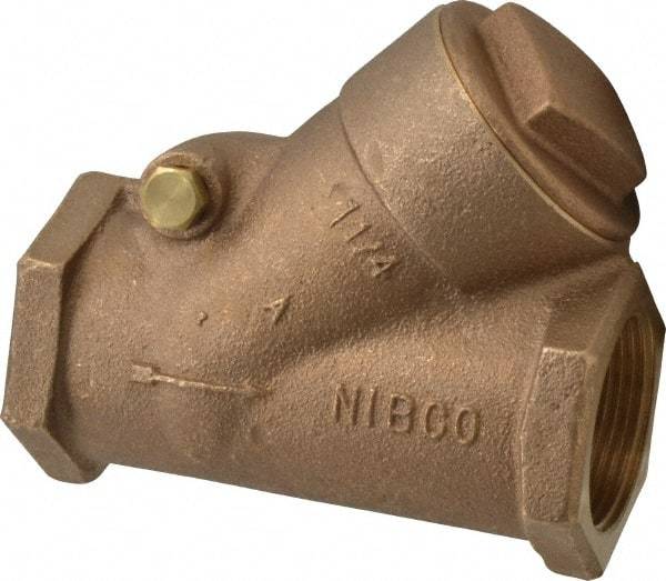 NIBCO - 1-1/4" Bronze Check Valve - Y-Pattern, FNPT x FNPT, 400 WOG - Industrial Tool & Supply