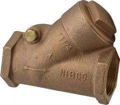 NIBCO - 1-1/4" Bronze Check Valve - Y-Pattern, FNPT x FNPT, 400 WOG - Industrial Tool & Supply