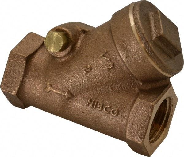 NIBCO - 1/2" Bronze Check Valve - Y-Pattern, FNPT x FNPT, 400 WOG - Industrial Tool & Supply