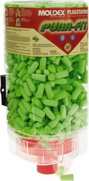 Moldex - Disposable Non-Refillable Earplug Dispenser with 33 dB Earplugs - Green Earplugs, 500 Pairs, Includes Mounting Bracket, Template & Hardware - Industrial Tool & Supply