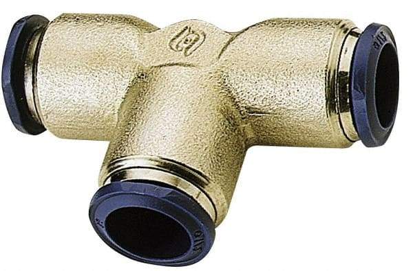 Alpha Technologies - 1/2" Outside Diam, Nickel Plated Brass Push-to-Connect Union Tee - 250 Max psi, Tube to Tube Connection, Buna O-Ring - Industrial Tool & Supply