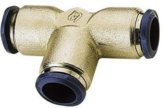 Alpha Technologies - 5/16" Outside Diam, Nickel Plated Brass Push-to-Connect Union Tee - 250 Max psi, Tube to Tube Connection, Buna O-Ring - Industrial Tool & Supply