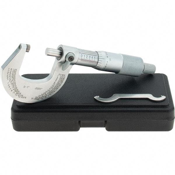Starrett - 0 to 1" Range, 0.0001" Graduation, Mechanical Outside Micrometer - Ratchet Stop Thimble, Accurate to 0.00005" - Industrial Tool & Supply