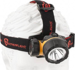 Streamlight - White LED Bulb, 150 Lumens, Hands-free Flashlight - Black, Yellow Plastic Body, 3 AAA Alkaline Batteries Included - Industrial Tool & Supply