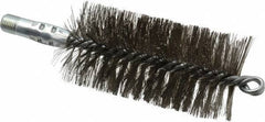 Schaefer Brush - 4-1/2" Brush Length, 2-1/4" Diam, Double Stem, Double Spiral Tube Brush - 7-1/4" Long, Stainless Steel, 1/4" NPSM Male Connection - Industrial Tool & Supply