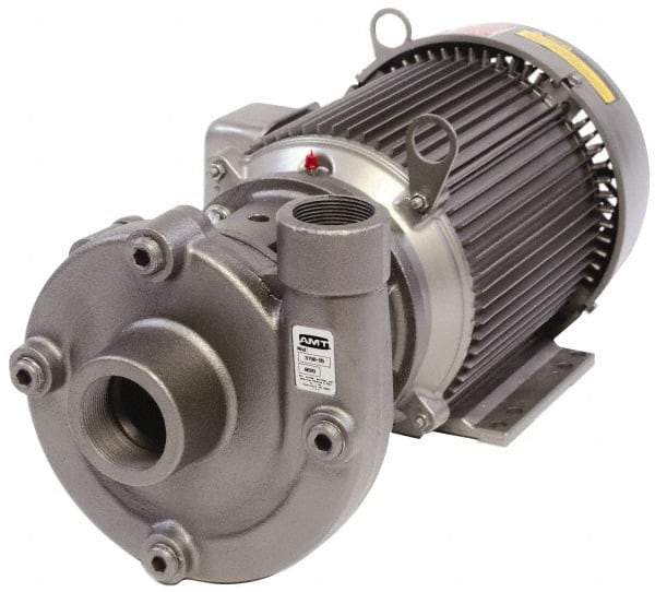 American Machine & Tool - 115/230V Volt, 1 Phase, 2 HP, Cast Iron Straight Pump - 2 Inch Inlet, 1-1/2 Inch Outlet, 62 Max Head psi, Stainless Steel Impeller, Buna-N Seal - Industrial Tool & Supply