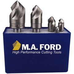 M.A. Ford - 5 Piece, 1/4 to 3/4" Head Diam, 60° Included Angle, Single End Countersink Set - Industrial Tool & Supply