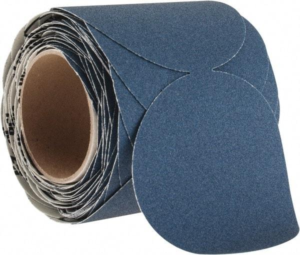 Norton - 5" Diam, 100 Grit Zirconia Alumina Adhesive PSA Disc - Medium Grade, Blue, F Weighted Backing, Flexible - Industrial Tool & Supply