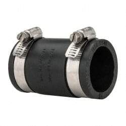 Made in USA - 1-1/4" PVC Flexible Pipe Coupling with Clamp - 3-1/2" Long, Pipe x Pipe, Stainless Steel Clamp - Industrial Tool & Supply
