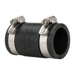 Made in USA - 1-1/4" PVC Flexible Pipe Coupling with Clamp - 3-1/2" Long, Pipe x Pipe, Stainless Steel Clamp - Industrial Tool & Supply