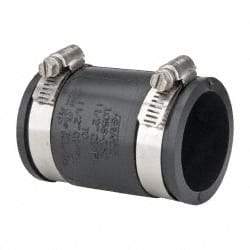 Made in USA - 1-1/2" PVC Flexible Pipe Coupling with Clamp - 3-1/2" Long, Pipe x Pipe, Stainless Steel Clamp - Industrial Tool & Supply