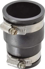 Made in USA - 1-1/2 x 1-1/4" PVC Flexible Pipe Coupling with Clamp - 3-1/2" Long, Pipe x Pipe, Stainless Steel Clamp - Industrial Tool & Supply