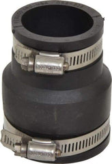 Made in USA - 2 x 1-1/2" PVC Flexible Pipe Coupling with Clamp - 3-1/2" Long, Pipe x Pipe, Stainless Steel Clamp - Industrial Tool & Supply
